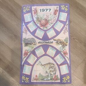Vintage Australia Calendar Tea Towel - Purple